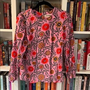 Boden Pink and Red Floral Top